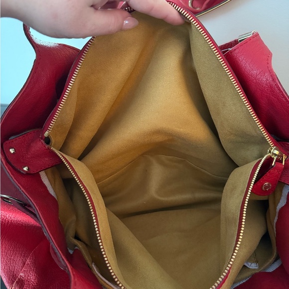 Jimmy Choo Vibrant Red Leather Shoulder Bag with Gold Hardware - Picture 7 of 11